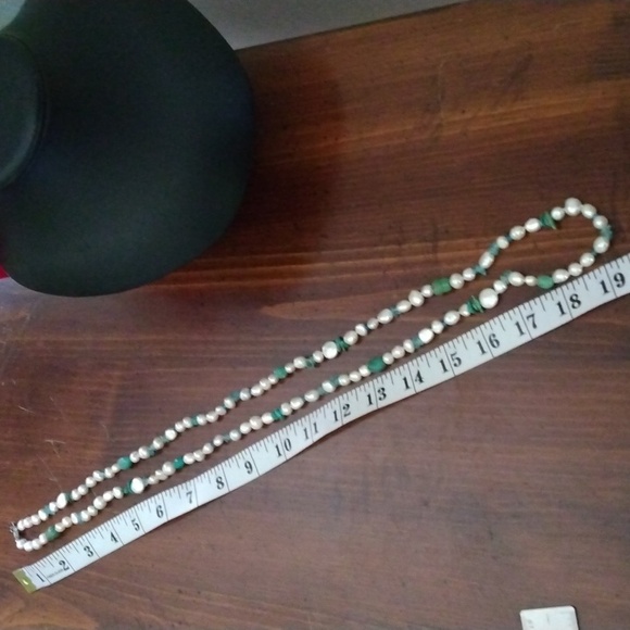 ♥️HP♥️40 INCH FRESHWATER PEARL, TURQUOISE AND APATITE NECKLACE. - Picture 6 of 6
